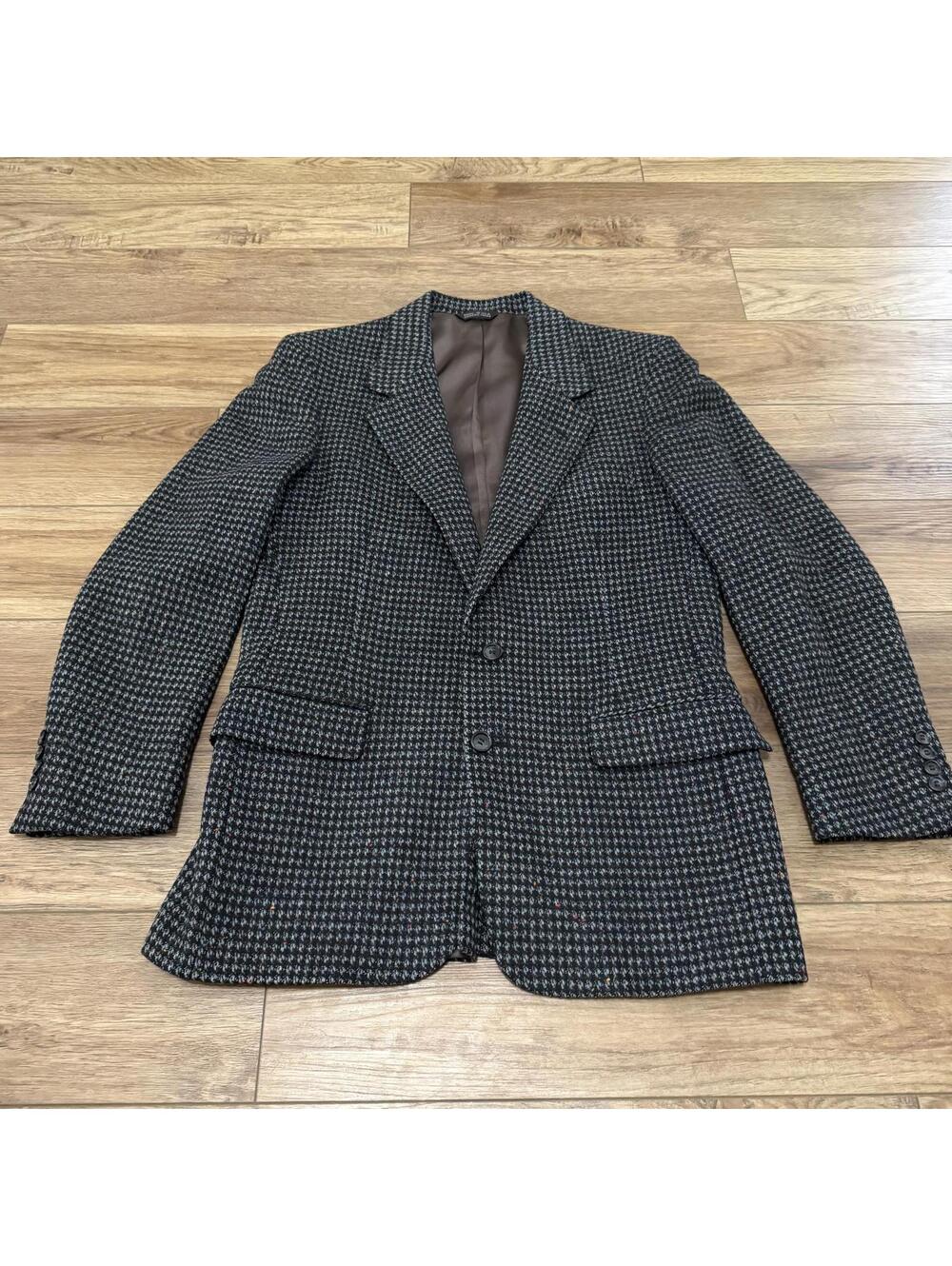 Vtg Alexander Julian Colours Scottish Wool Tweed Blazer Jacket Gray Men Small 38